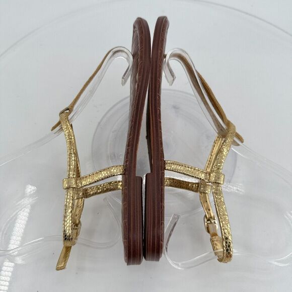 Sam Edelman Girls Gigi Thong Sandal Size 1 Gold Faux Leather Flat - Picture 8 of 12